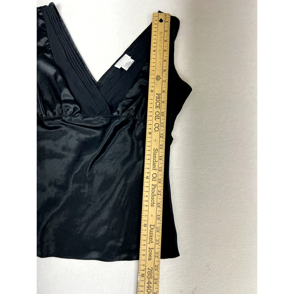 Y2K Black Stain double‎ v tank top Pleated Glam 90s Grunge Goth Whimsifairy - Picture 7 of 10